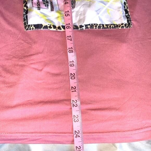 Pink Graphic Tee With "Beautiful" Print & Leopard Accents By Emme Jordan Soft Po - Picture 6 of 7